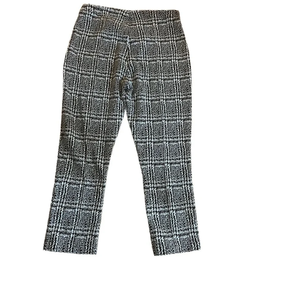 Michael Kors Plaid Straight Cut Pants Trousers Side Zipper Black & Gray Size L